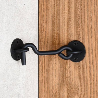 Raswik 4” Privacy Hook and Eye Gate Door Latch Easy Lock for Sliding Barn Doors, Black