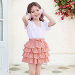 Neutocd Toddler Girls Skirt 4-Layer Ruffle Skort for School Summer Built in Shorts Cotton Skirts for Girls 18M-6Y