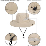 Kids Sun Hat with UV Protection Beach Bucket for Boys & Girls Wide Brim Safari Boonie Cap for Summer Outdoor Dark Beige