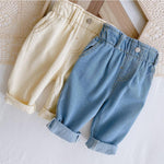 VERYPOPPA Jeggings for Boys and Girls, Baby Girl Boy Jeans Denim Pants High Waisted Harem Pants White