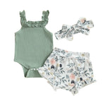 CIYCUIT Baby Girl Clothes 0 3 6 9 12 18 Months Summer Outfits Floral Shorts Set Green 0-3 Months