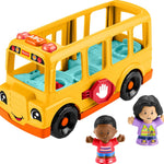 Fisher-Price Little People Toddler Toy School Bus Musical Push-Along Vehicle with 2 Figures for Pretend Play Ages 1+ Years