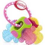 Nuby Ice Gel Teether Keys - Silicone Soothing Baby Teether Toys for Infants - Gentle for Sore Gums Colorful and Fun Toys - Safe and Durable Infant Baby Teething Toy - Blue