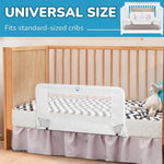 Salcod Universal Swing Down Crib Rail Guard, Convertible Crib Bed Rail for Toddlers, with Reinforced Wing Nut Safety System, Compatible with All Major Brand of Crib, White