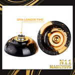 MAGICYOYO Dual Purpose Yoyo N11 - Responsive Yo Yo for Kids 8-12 or Above & Unresponsive Bearing Kit for Advanced Edge Hook Finger Spin with Yo Yo Glove + Bag + 12 Yoyo Strings (Black Golden)