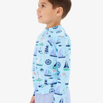 RUGGEDBUTTS® Baby/Toddler Boys Long Sleeve Rash Guard Swim Shirt w/UPF 50+ - Blue Sweet Sails, 3-6m