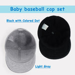 Keepersheep Baby Baseball Cap Infant Sun Hat, Infant Toddler Kids Baseball Cap (US, Age, 0 Months, 3 Months, Gray & Black Set)