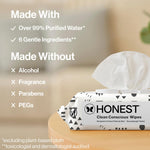 The Honest Company Clean Conscious Multi-Use Wipes, Unscented Hypoallergenic Baby Wipes for Sensitive Skin, 99% Water Plant-Based Compostable Wipes, Pattern Play, 720 Count