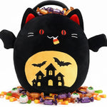 Halloween Plush Pumpkin Trick Or Treat Basket, Cute Pumpkin Stuffed Animal Candy Bucket, Halloween Party Favor Bags with Handles Plush Toys for Kids Toddlers Girls Boys