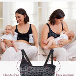 Momcozy Pumping Bra Hands Free | Seamless Nursing Bras for Pumping | Breast Pump Bra with Fixed Padding, Wireless Black