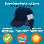 SwimZip Sun Hat with Neck Flap | UPF 50+ Protection for Baby, Toddler, and Kids Navy