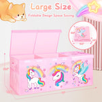 Mabahoo Extra Large Toy Chest, Collapsible Sturdy Toy Storage Organizer with Lids, 40"X14"X16" Large Kids Toybox Storage Bins Baskets for Girls, Boys, Nursery, Playroom, Pink