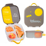 b.box Batman Mini Lunch Box Kids | 4.25 Cup Leak Proof Bento Box for Kids Ages 3+ | 3 Compartment Snack Containers, School Lunch Container, Dishwasher Safe, BPA-Free, PFAS-Free