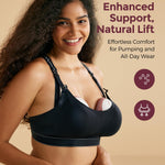 Momcozy Pumping Bra for Wearable Breast Pump, Nursing & Pumping Bra in One, Hands Free Pump Bra Suitable for M5, S12 Pro, etc Black