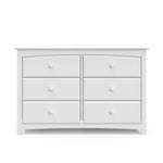 Storkcraft Kenton 6 Drawer Double Dresser (White) For Kids Bedroom, Nursery Dresser Organizer, Chest Of Drawers For Bedroom, Universal Design For Children’s Bedroom