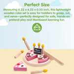 PlanToys® Pretend Play Birthday Cake Set | Food Toy with Removable Slices, Candles, Wooden Knife & Chalkboard Nameplate | Educational Toy for Imagination, Fine Motor Skills & Social Play