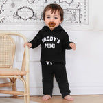 PUHHAPIEY Toddler Baby Boy Clothes Fall Winter Outfits Embroidery Daddy's Mini Hoodie Sweatshirt & Joggers Pant Set (Black, 12-18 Months)