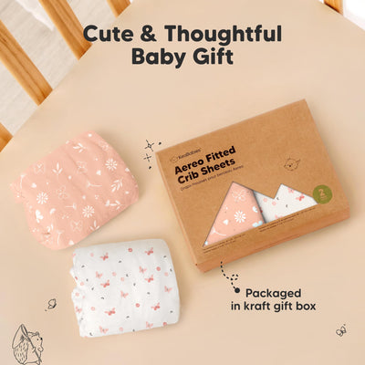 KeaBabies 2-Pack Fitted Crib Sheets for Boys, Girls, Baby - Soft Bamboo Viscose Cotton, 52x28 Standard Crib Mattress Sheets, Toddler Bed Mattress Cover, Gender Neutral,Breathable,Durable (Butterflies)