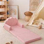 Blissful Diary Kids Couch, 2-in-1 Soft Toddler Couch Fold Out, Toddler Chair Comfy, Convertible Sofa to Lounger, Kids Furniture for Playroom, Gift for Birthday, Children's Day, Pink Shell