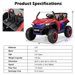Costzon 2-Seater Ride on Car for Kids, 12V Kids' Electric Vehicles w/Remote Control, 4 Shock Absorbers, Wireless Music & FM, 3 Speeds, Ambiance Lights, Electric Car UTV for Boys Girls (Red)