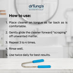 drTung's Stainless Steel Metal Tongue Scraper - Tongue Cleaner for Adults, Kids, Helps Freshen Breath, Easy to Use Comfort Grip Handle, Comes with Fabric Travel Pouch - 1 Pack