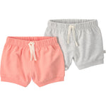 Little Planet by Carter's Girl 2-Pack Shorts Made with Organic Cotton, Heather Grey, Tropics Coral, NB