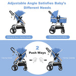 BABY JOY Baby Stroller, 2-in-1 Convertible Bassinet Reclining Stroller, Foldable Pram Carriage with 5-Point Harness, Including Cup Holder, Foot Cover, Diaper Bag, Aluminum Structure, Blue