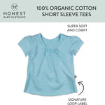 HonestBaby Multipack Puff Sleeve T-shirts 100% Organic Cotton Baby, Toddler, Little Kid, Girl