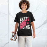 PATPAT Boys Graphic T-Shirts Size 8-9 Years Black Short Sleeve Crewneck Letter Print Tees Kids Casual Hippies Clothes