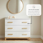 dadada LaLa 3 Drawer Dresser for Nursery - Modern Design, Deep Drawers, Baby-Safe Finish, Anti-Tip Safety, Durable Construction, Maximum Storage Small for Spaces, 39"W x 34"H x 19"D. (White+Natural)