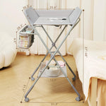 KARAOK Baby Changing Table with Wheels, Portable Diaper Changing Station with 4-Level Height Adjustment & Storage Rack for Newborn, Infant(Light Grey)