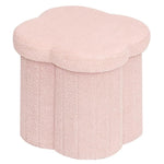 HUAYUANDA Boucle Storage Ottoman Cube, 13.8" Flower-Shaped Footstool with Storage, Soft Faux Teddy Fur, Footrest Stool for Living Room Dorm Bedroom, Valentine's Day Gifts for Women Girls-Pink