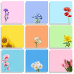 9 Pads Cute Sticky Notes Set, 3" x 3" Flower Self Stick Notepads, Funny Notes Set, Flower Stationery, Kawaii Adhesive Memo Pads, Flower Lover Gifts, Office Decor Desk Accessories, School Supplies