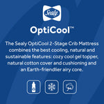Sealy Baby OptiCool Breathable Crib Mattress, GREENGUARD GOLD Certified, Made in USA, Toddler Bed Fit, 2 Stage Cooling Memory Foam, Non Toxic, Airy Cotton Cover, Safety & Quality Tested, 52x28"
