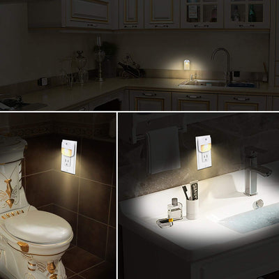 Uigos LED Night Light, Warm White Nightlight, Dusk-to-Dawn Sensor, Bedroom, Bathroom, Kitchen, Hallway, Stairs, Energy Efficient, Compact, 6-Pack