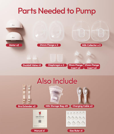 NCVI Wearable Breast Pump, Hands Free Electric Breast Pump with 4 Modes & 9 Levels Suction, Portable Breast Pump Ultra Quiet <42dB, 150min Battery Life, 19/21/24mm Flange, Breastfeeding Pump for Moms