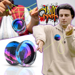 FETESNICE Y26 Professional Butterfly Yo-Yo - Dual Mode Responsive/Unresponsive Finger Spin Yoyo for Kids, Adults & Competition Players | Pro Yo-Yo with 10 Strings + Case & Gloves（Black Blue Pink）