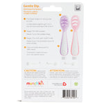Munchkin® Gentle Dip™ Baby Spoons for Self Feeding and Baby Led Weaning, 3 Pack, Pink/Purple