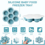 WAJIAYON Baby Food Storage Container, Silicone Baby Food Freezer Tray with Lid,Silicone Baby Fruit Food Feeder Teether Tray, Baby Food Storage Container Ice Cube Tray Maker for Homemade Baby Food-Blue