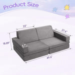 IdeaKey Modular Kids Play Couch, Toddlers Couch Building Set, Children Convertible Play Fort, Kids Sofa for Playroom and Bedroom, Rectangular Armrests