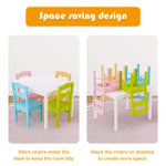 Costzon Kids Table and Chair Set, 5 Piece Wood Activity Table & Chairs for Children Arts, Crafts, Homework, Snack Time, Preschool Furniture, Gift for Boys Girls, Toddler Table and Chair Set (Pastel)