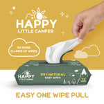 Happy Little Camper Natural Baby Wipes Unscented - Hypoallergenic & Chlorine-Free Wet Wipes with Aloe Vera, Chamomile and Pomegranate Extract - Gentle on Sensitive Skin - 72 Count