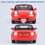 FRJV Car Toys for Boys 1 32 Diecast Cars Metal Toy Car,Collectibles Model Car Kits for Adults and Kids,Pull Back Cars with Lights and Sounds,Toy Cars for Boys Age 4-7（Red）
