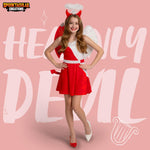 Spooktacular Creations Devil Costume for Kids, Child Angel and Devil Costume with Wings and Headband, Girls Heavenly Deluxe Tween Dress for Halloween Role Play, XL