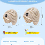 3 Pack Baby Beanie Hats with Earflaps, 2 Size Baby Winter Hat for Infant Toddler Kids, Fleece Lined Knit Hat for Girls Boys