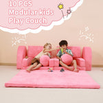 AIKSIWAI Couch Kids with Large Crawling Mat, Modular Play Couch Convertible Tunnel for Boys and Girls or Pet , Kid Sofa for Inspiring Child Versatile and Imaginative,Gift for Kids