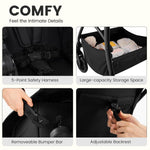INFANS 2 in 1 Baby Stroller, Convertible Stroller with Bassinet Reversible Seat Adjustable Backrest Canopy One Hand Fold, Compact Toddler Pushchair for Kids Infants Newborns 0-36 Months (Black)
