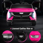 Costzon 2 Seater Ride on Truck, 24V Licensed Cadillac Kids Car Electric Vehicles w/Remote Control, 3 Speeds, LED Lights, Horn, Music, Story & 4-Wheel Spring Suspension, Ride on Car Toy for 3+ (Pink)