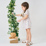 pureborn Toddler Girls Woven Dress Short Sleeve Cotton Peter Pan Collar Dress Summer Playwear Dresses Purple Blooms 2-3 Years