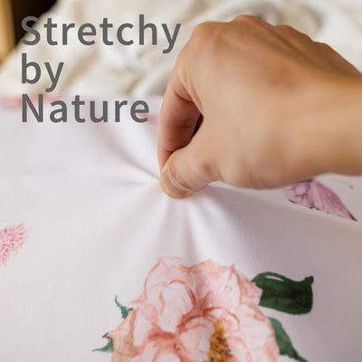 Crib Sheet for Boys and Girls, Super Soft Microfibre Crib Sheet Set, Breathable Cot Sheet, for Cot and Toddler Mattress, 130x70x20cm, Butterfly and Flower and Pink and Purple,4pcs